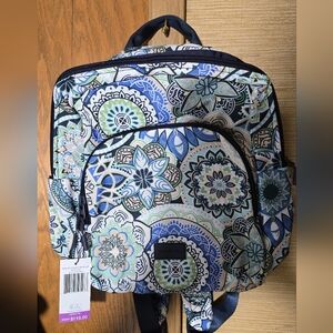 NWT Vera Bradley Sketched Medallion Essential Compact Backpack - Blue/Green